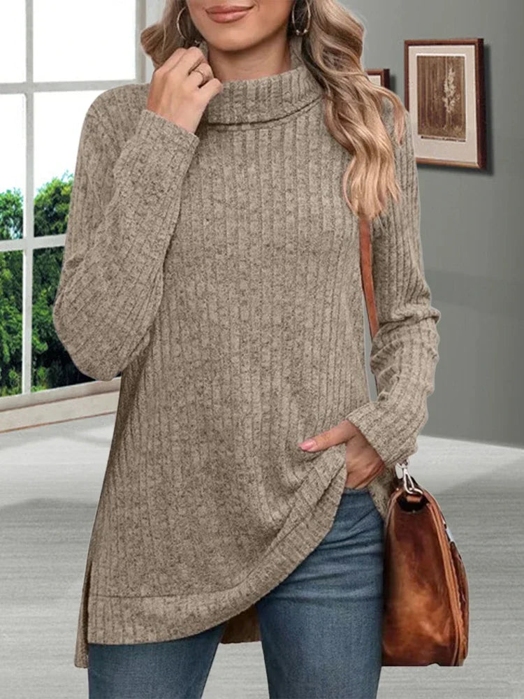 Herbst Warme Dicke Kälte Beständig Frauen Pullover Lose Gestrickte Rollkragen Damen Pullover Gestreiften Weiche Lange Ärmeln Neue Jumper.