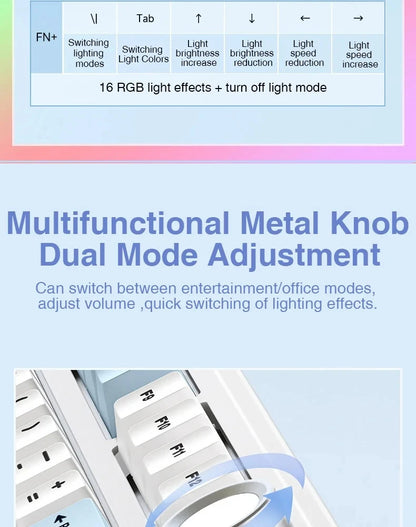 AULA F75 2.4G Wireless/Bluetooth/Wired Gaming Mechanical Keyboard RGB Customized 75% Layout OEM Profile Gasket Structure.