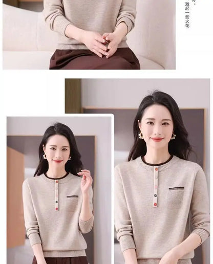 Frauen Kleidung Lose Mode Pullover Herbst/Winter Warme Elegante Gestrickte Langarm Pullover Dame Casual Oansatz Alle-spiel top.