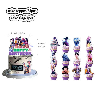 1/25 stücke Dämon Jäger Kuchen Topper Alles Gute Zum Geburtstag Party Kuchen Dekoration Kinder Favor Kpop Dämon Jäger Kuchen Ornamente Baby dusche