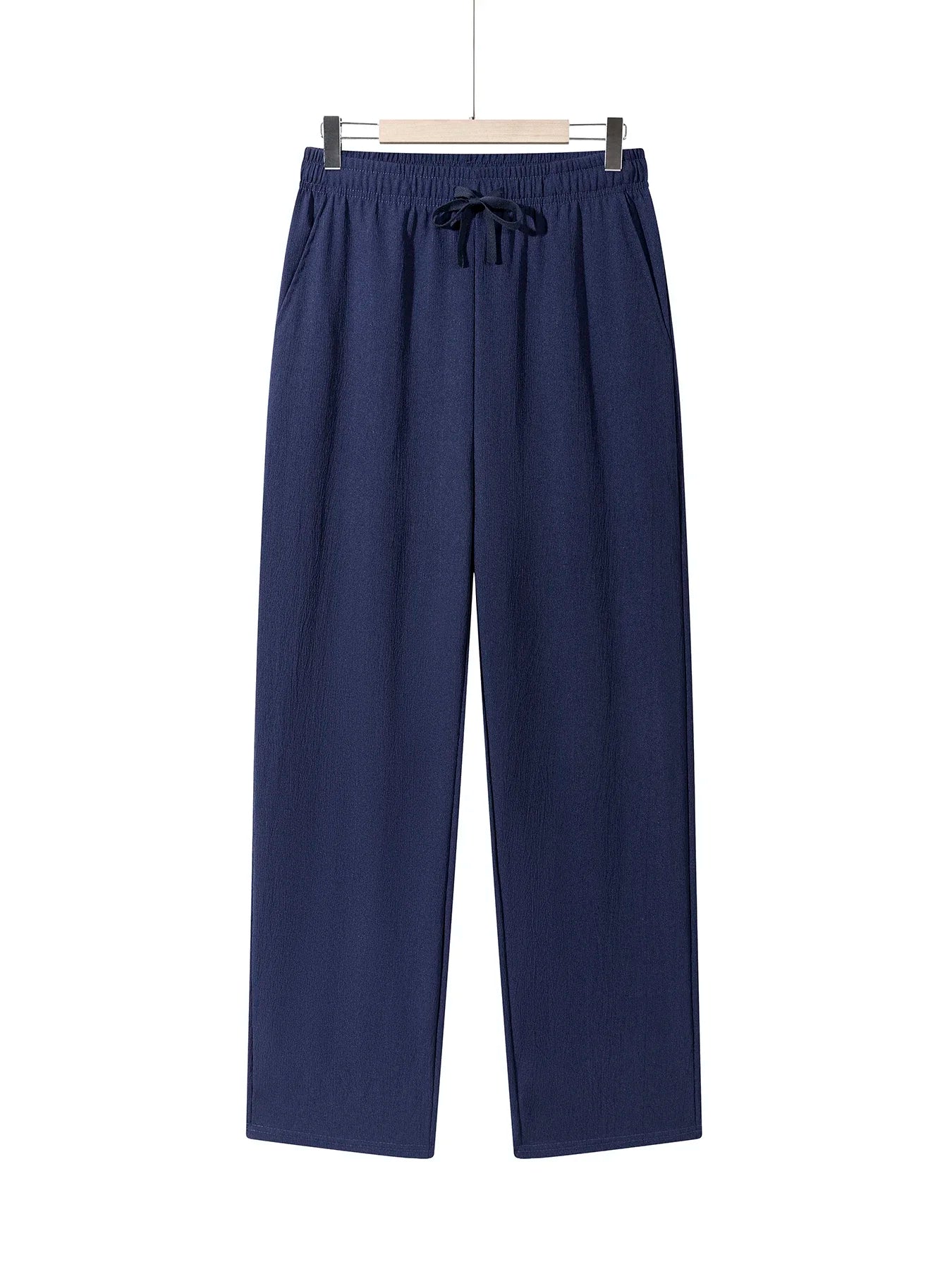 Summer Men's Straight Trousers Casual Solid Color Breathable Drawstring Long Pants Sweatpants Streetwear Men Baggy Pants.