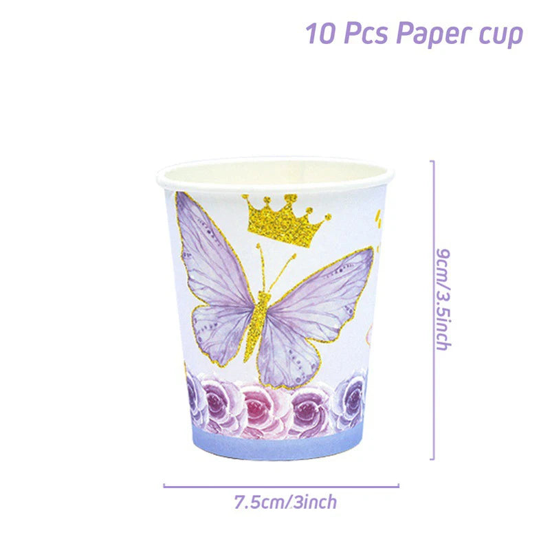 Schmetterling Geburtstag Party Dekoration Mädchen Einweg Geschirr Set Pappteller Tasse Ballon Tischdecke Schmetterling Thema Liefert
