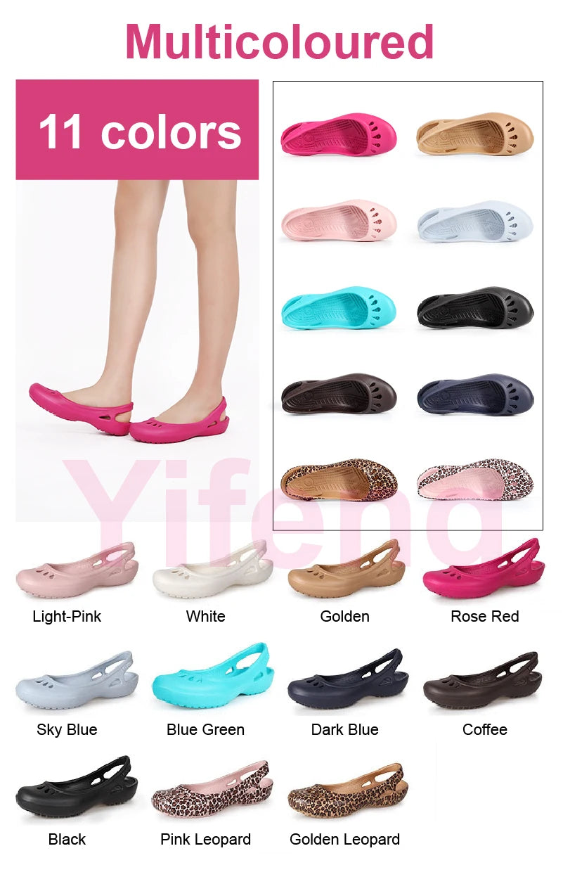 Certified Satihu Summer New Lightweight Anti Slip Hole Shoes  Clog For Women's Flat Bottom Sandals Nurse Outdoor Beach Jelly.