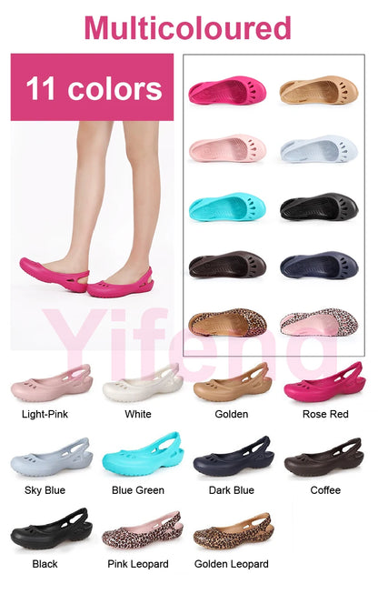 Certified Satihu Summer New Lightweight Anti Slip Hole Shoes  Clog For Women's Flat Bottom Sandals Nurse Outdoor Beach Jelly.