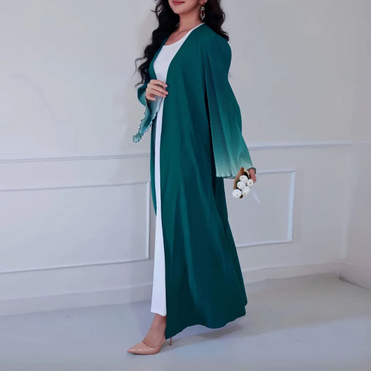 Elegante Abaya, muslimische Flare-Ärmel, lässig, arabischer Naher Osten, vorne offen, Abayas, Türkei, Kaftane, Damen, Jilbabs, islamische Maxikleider.