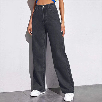 High Waist Wide Leg American Style Summer Casual Women's Jeans Floor Length Design Sensation Fashionable Chinese Brand.