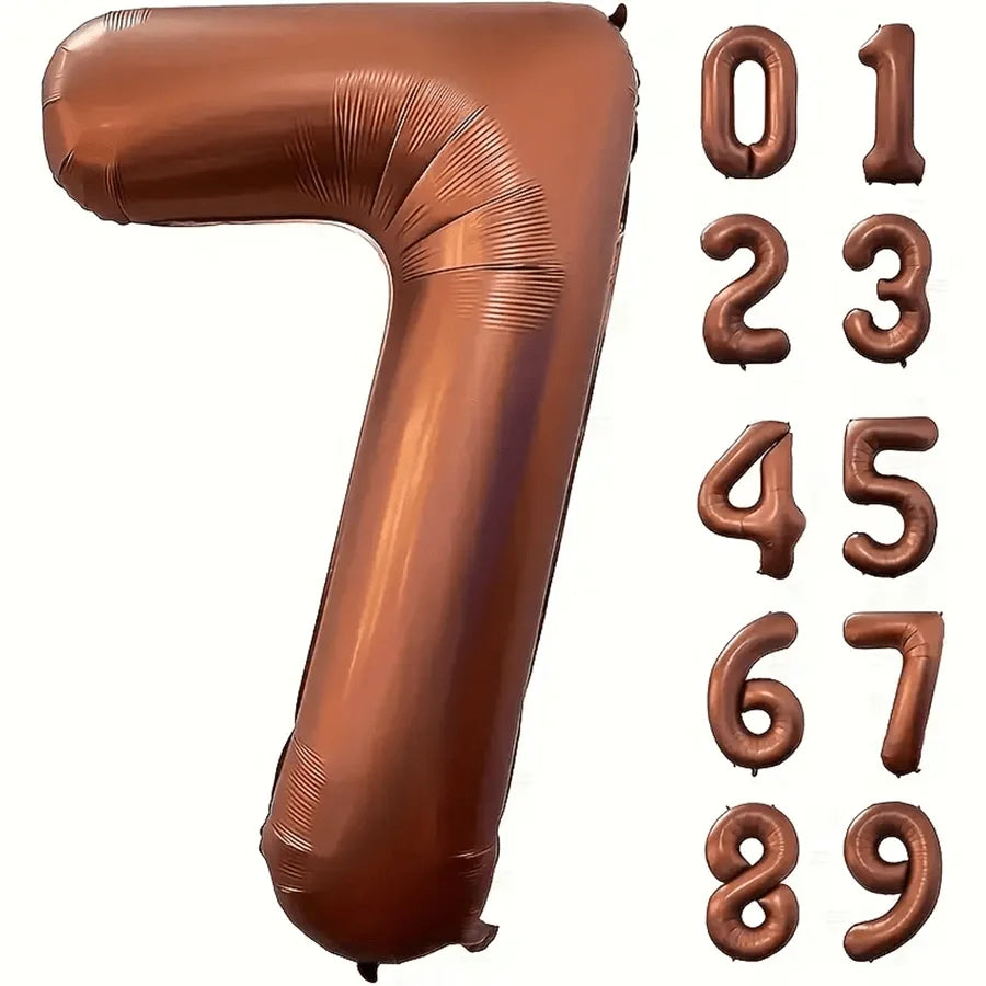 40inch Foil Brown Number Balloon Number Balloon 0-9 Birthday Wedding Party Decoration Supplies Happy Holidays Baby Shower Gifts