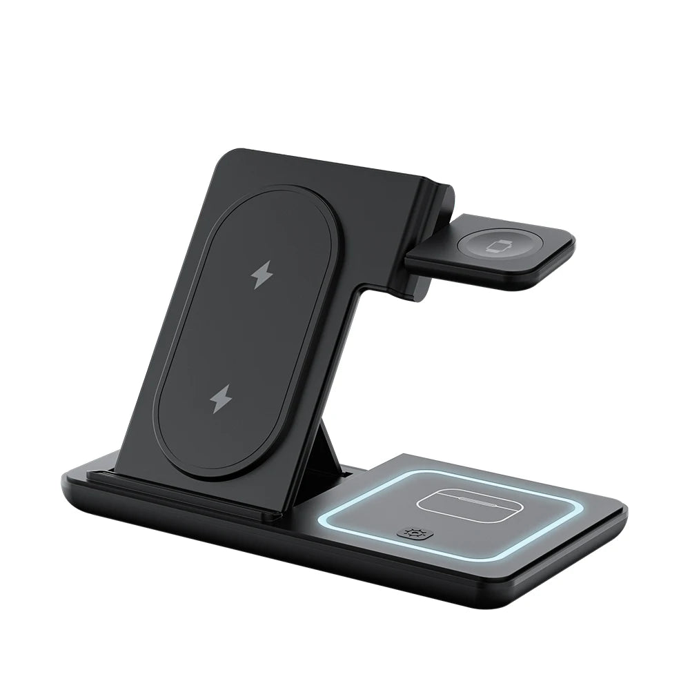 100W 3 in 1 Night Light Wireless Charger Stand For iPhone 16 15 14 Apple Watch 2-8 SE Airpods Pro Fast Charging Foldable Holder.