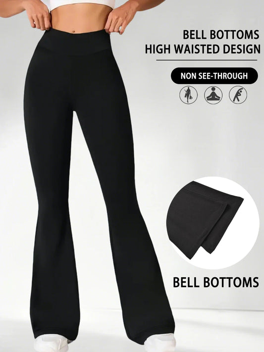 Women's Super Soft Flare Pants High Waisted Tummy Control Workout Yoga Leggings Bell Bottoms.