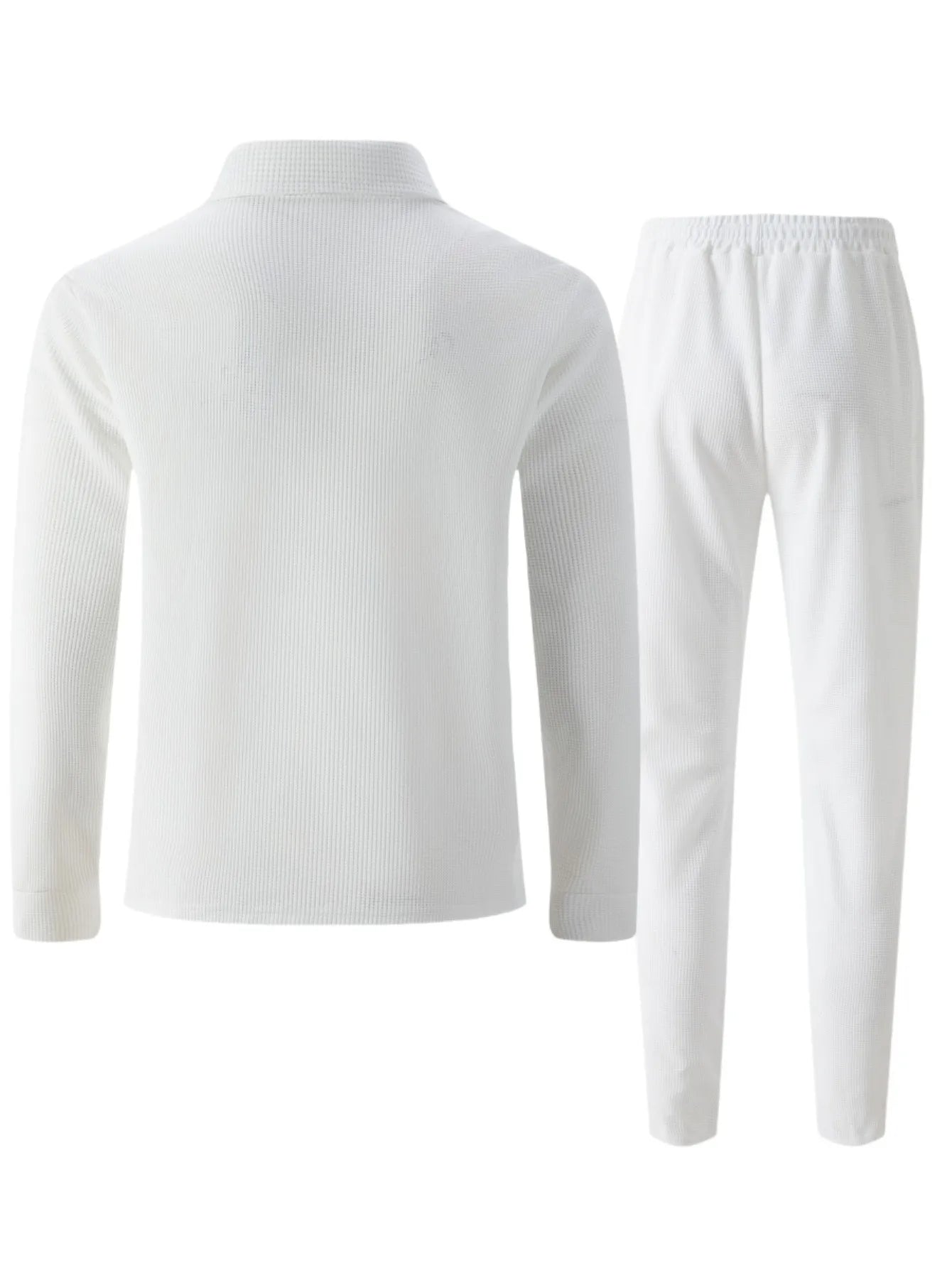 2025 Autumn New Style Waffle Pure Color Collar Pocket Long Sleeve Long Pants Casual Set.