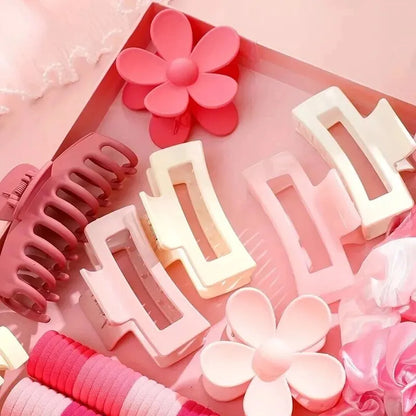 53-163Pcs Dopamine Fashion Elastic Colorful Band Hair Circles Flower Shaped Hair Accessory Grip For Women Daily Party Gift.