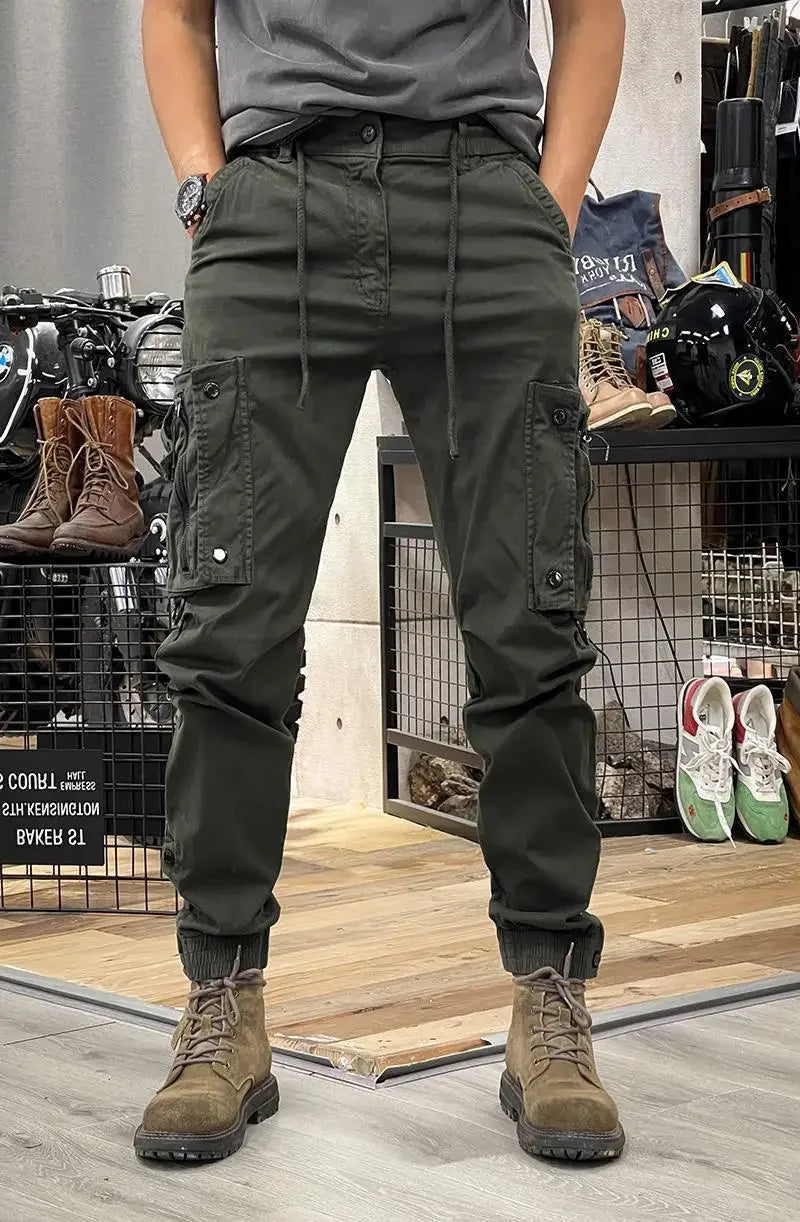 American Style Men's Workwear Pants Straight Leg Outdoor Tactical Casual Trousers Spring Autumn Cross-Border Loose Fit Long Pant.