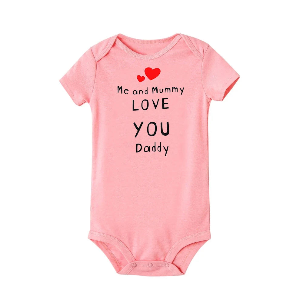Ich und Mama Love You Daddy Baby Jungen Mädchen Overall Neugeborenes Baby Kleinkind Kleidung Kurzarm Body Valentinstag Geschenke