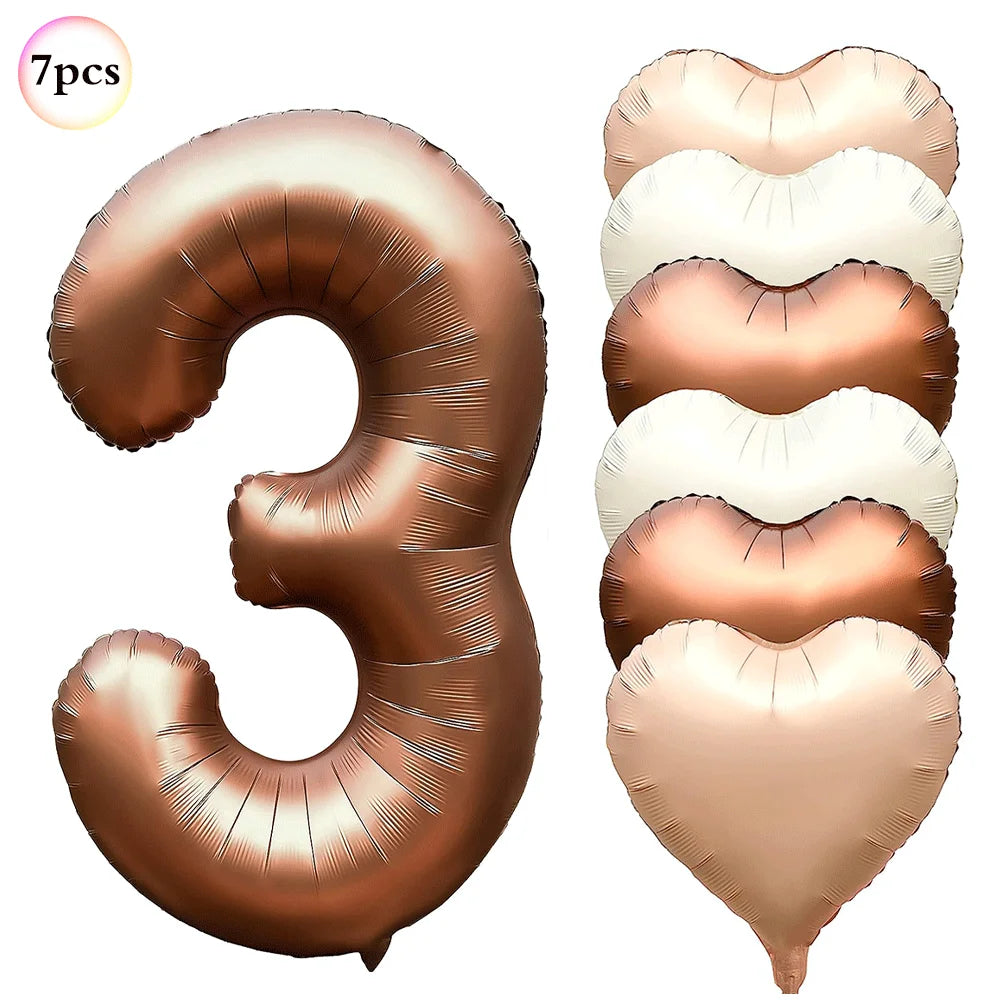 40in Cream Big Number Balloon 18in Three Color Love Foil Helium Balloons Aldult Birthday Set Boys Girls 1st Birthday Decorations