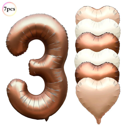 40in Cream Big Number Balloon 18in Three Color Love Foil Helium Balloons Aldult Birthday Set Boys Girls 1st Birthday Decorations