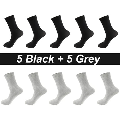 10Pairs/Lot Men Combed Cotton Socks Black Casual Business Breathable High Quality Man Sock New For Male Plus Size EU38-48