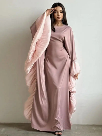 Ramadan Eid Kebaya Muslim Batwing Abaya Damen Dubai Luxury Abayas For Women Kaftan Satin Dress Islam Caftan Marocain Robe Femme