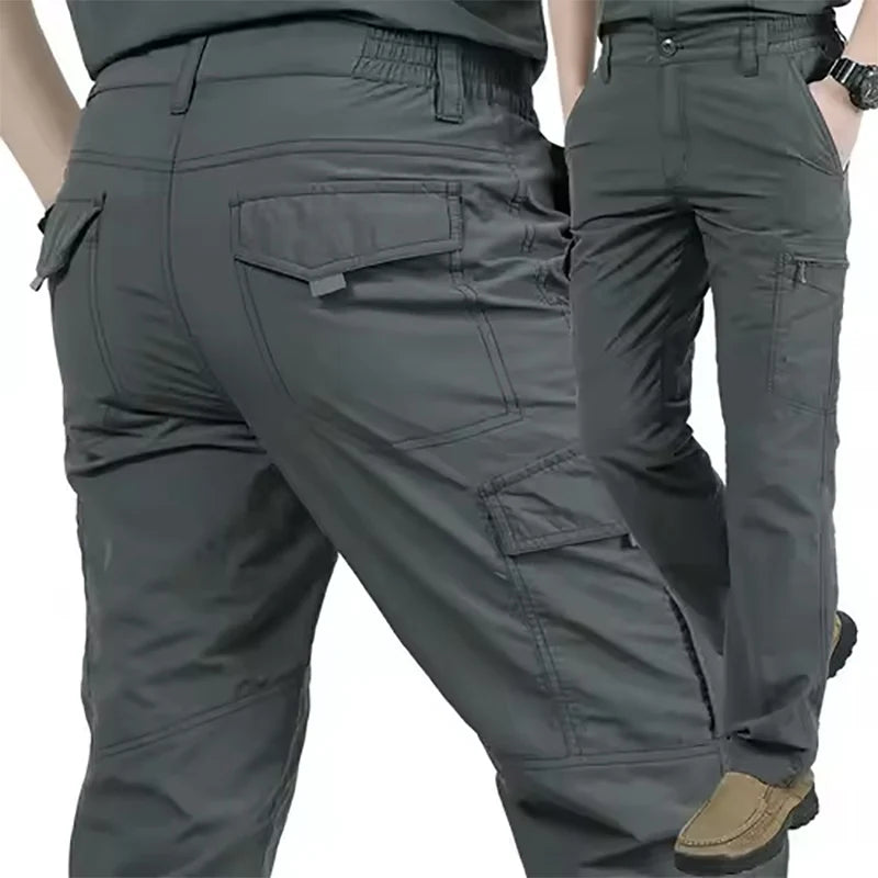 Summer Men's Quick Drying Pants Sports Outdoor Mountaineering Waterproof Large Size Multi Pocket Workwear Trousers.