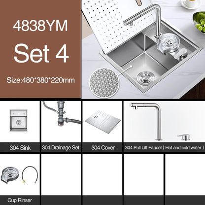 SUS 304 Island Hidden Kitchen Sink Rice Grain Embossing Prevent Scratches Handmade Bar Counter kitchen Sink With Cup Rinser