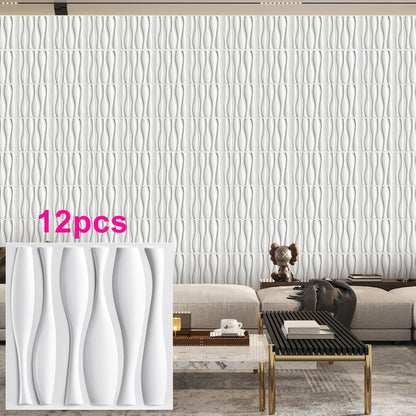 KUUJOJO 12pcs 3D textured wall panel for indoor wall decoration, suitable for living room, hall, bedroom, hotel, office