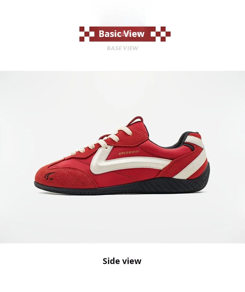 Maden Vintage Patchwork Rot Racing Sneakers Unisex Sommer Atmungsaktive Deutsche Trainer Schuhe Dünne Sohle Casual Lace-Up Sportliche Schuhe.