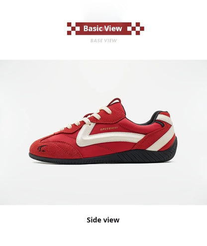 Maden Vintage Patchwork Rot Racing Sneakers Unisex Sommer Atmungsaktive Deutsche Trainer Schuhe Dünne Sohle Casual Lace-Up Sportliche Schuhe.