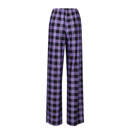 Frauen Weihnachten Pyjama Hosen Herbst Winter Plaid Gedruckt Hosen Mode Lässig Breite Bein Hosen Kleidung Streetwear.