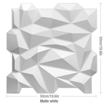 12PC 50x50cm 3d art plaster cut geometric diamond carved wood adhesive bottom wall 3d wall sticker 3d wall panel home decoration