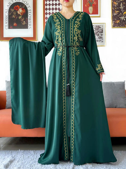 2025 New Elegant Women Abaya Long Sleeve Chiffon Loose Open Abaya Muslim Islamic Clothing Cardigan Style for Special Occasions