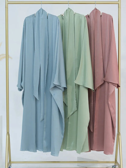 Muslim Turkish Women Arabic Dubai Abaya Long Dress Modest Ramadan Robe Liner Dress Kaftan Two-Piece Set Femme Islam Clothing Set.