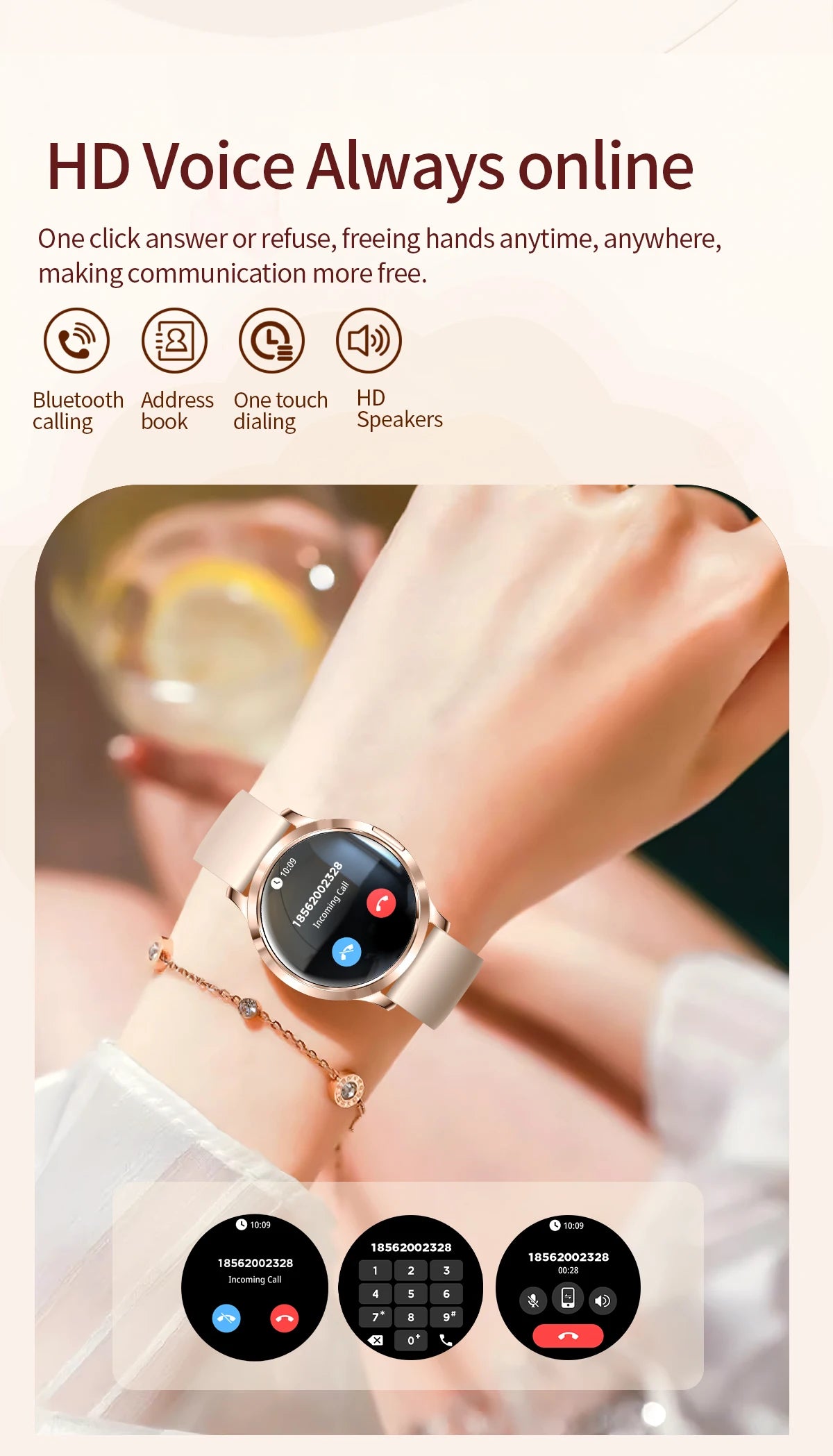 2025 New Smart Watch For Women AMOLED Screen Watches IP68 Waterproof Heart Rate Monitor Ladies Call Smart watch For Android ios.