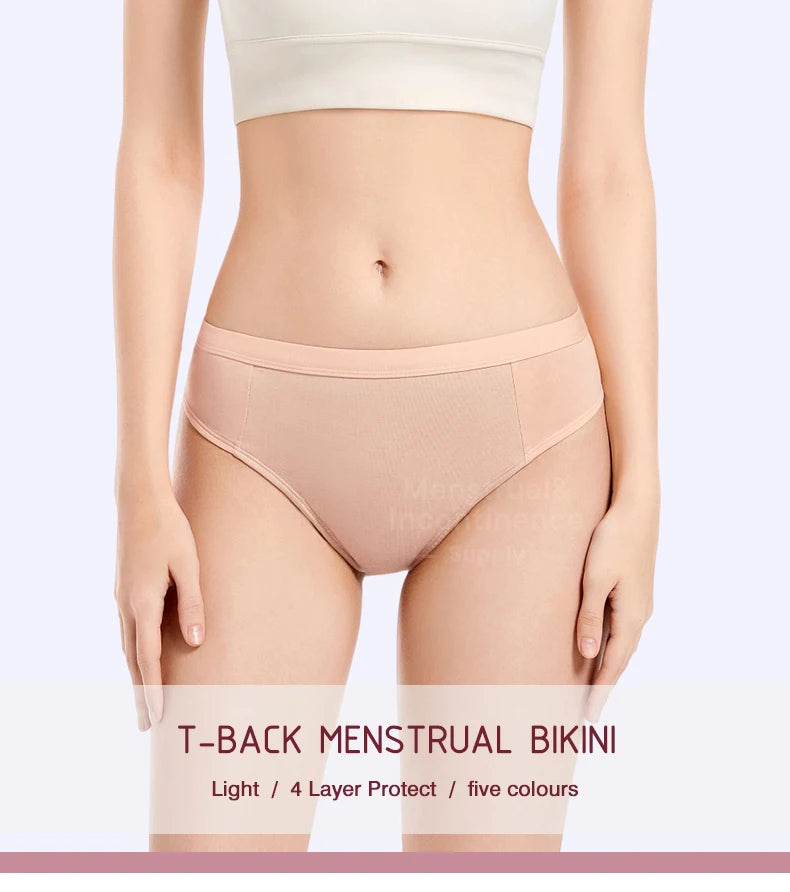 Bikini Menstrual Panties Eco-friendly Reusable Breathable Leakproof Period Underwear for Women Bamboo Fibre.
