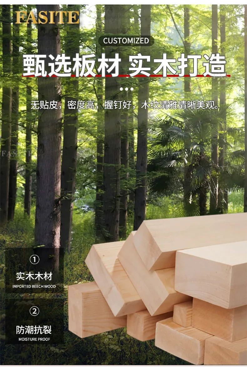 Massivholz Modernes einfaches 1,8 Meter Doppelbett Mietzimmer 1,2 Meter Einzelbett 1,5 Meter einfacher Bettrahmen