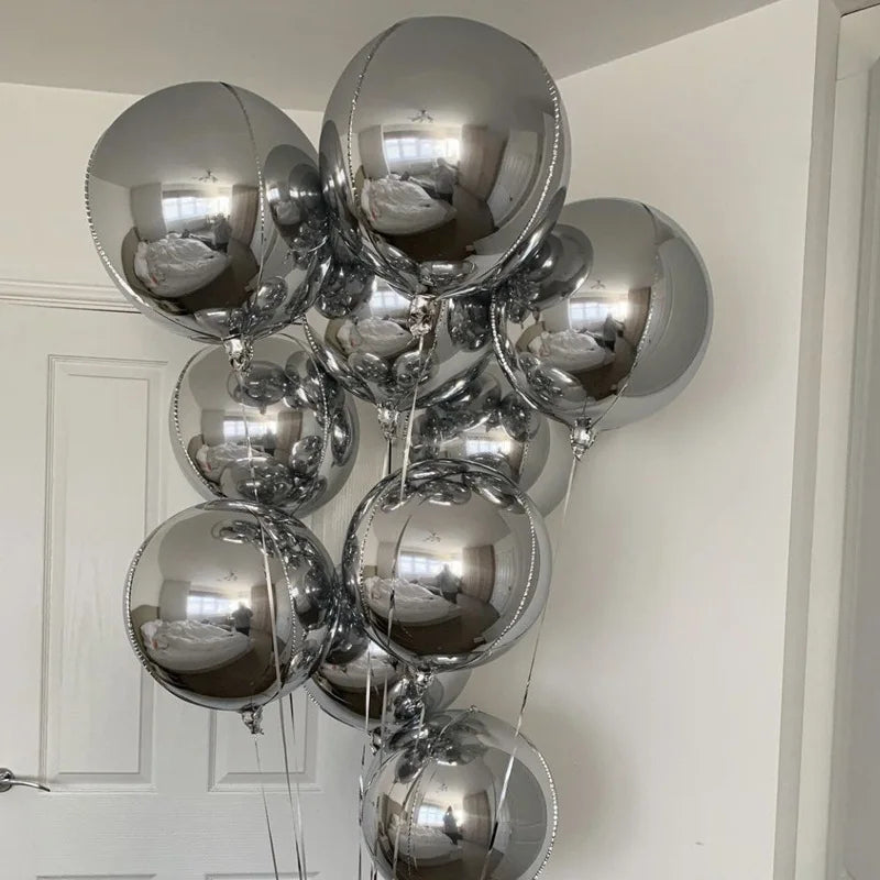 20/10/5Pcs 4D Runde Folienballons 10/18/22 zoll Metall Rose Gold Silber 4D Folienballons Helium Luft Globos Geburtstag Hochzeit Dekor