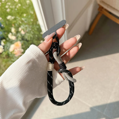 Rhinestone Short Strap Cell Phone Detachable Rope Keychain Braided Mobile Phone Lanyard Hanging Chain Ring Cord Wrist Strap.