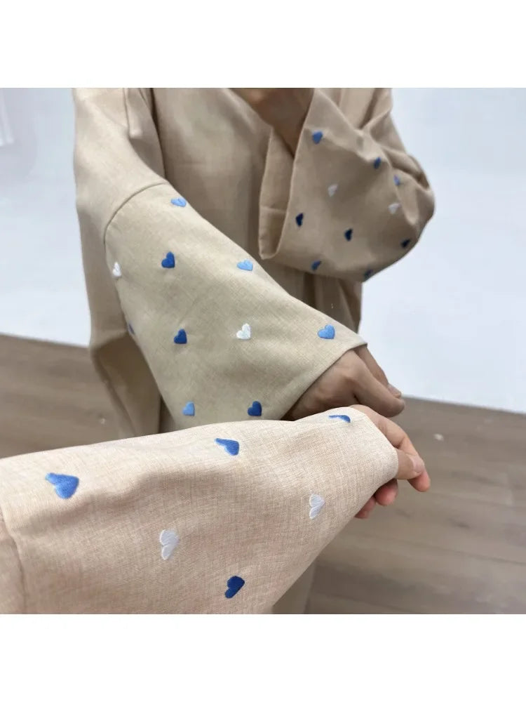 2025 Ramadan Eid Open Butterfly Moon Heart Modest Kimono Abaya Dubai Turkey Muslim Dress Abayas for Women Kaftan Kebaya Caftan