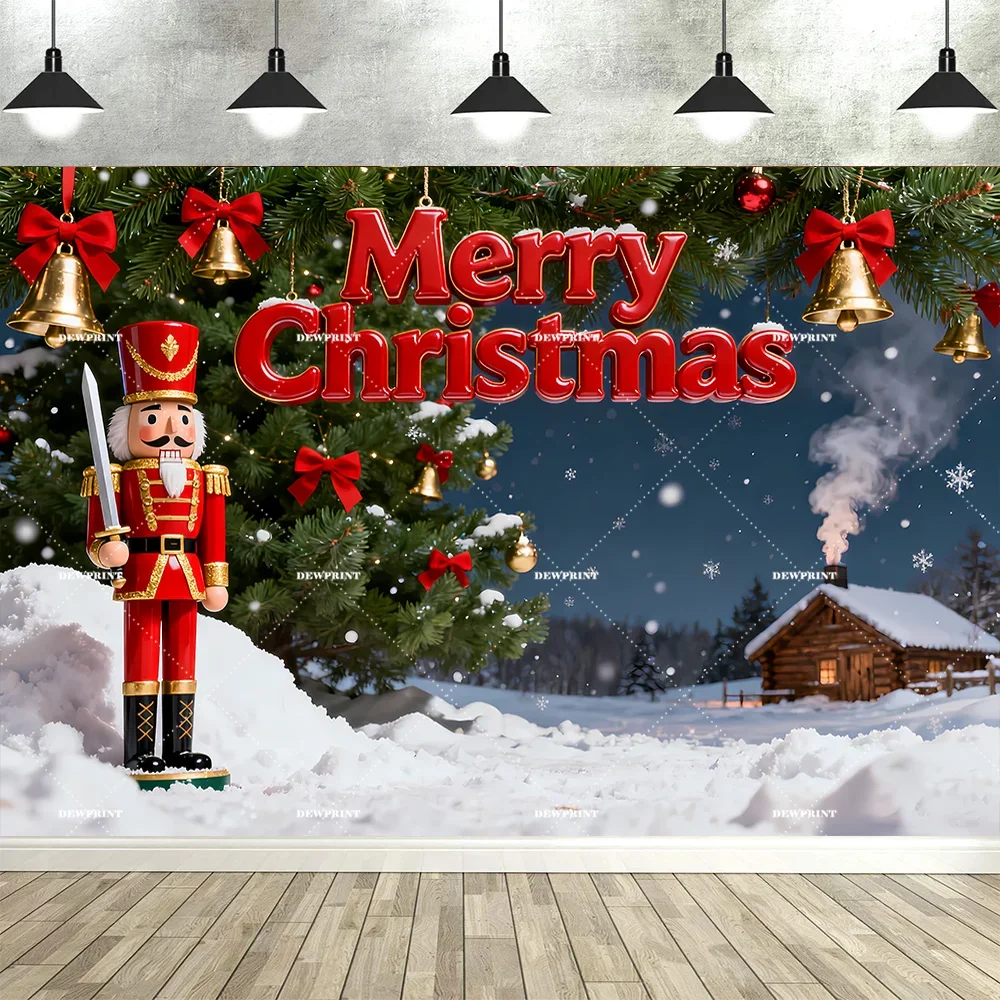 Tauabdruck Weihnachten Nussknacker Dekorationen Hintergrund Banner Hintergrund Schneemann Geschenk Weihnachtsbaum Glocke Wandbehang Party Supplie Prop