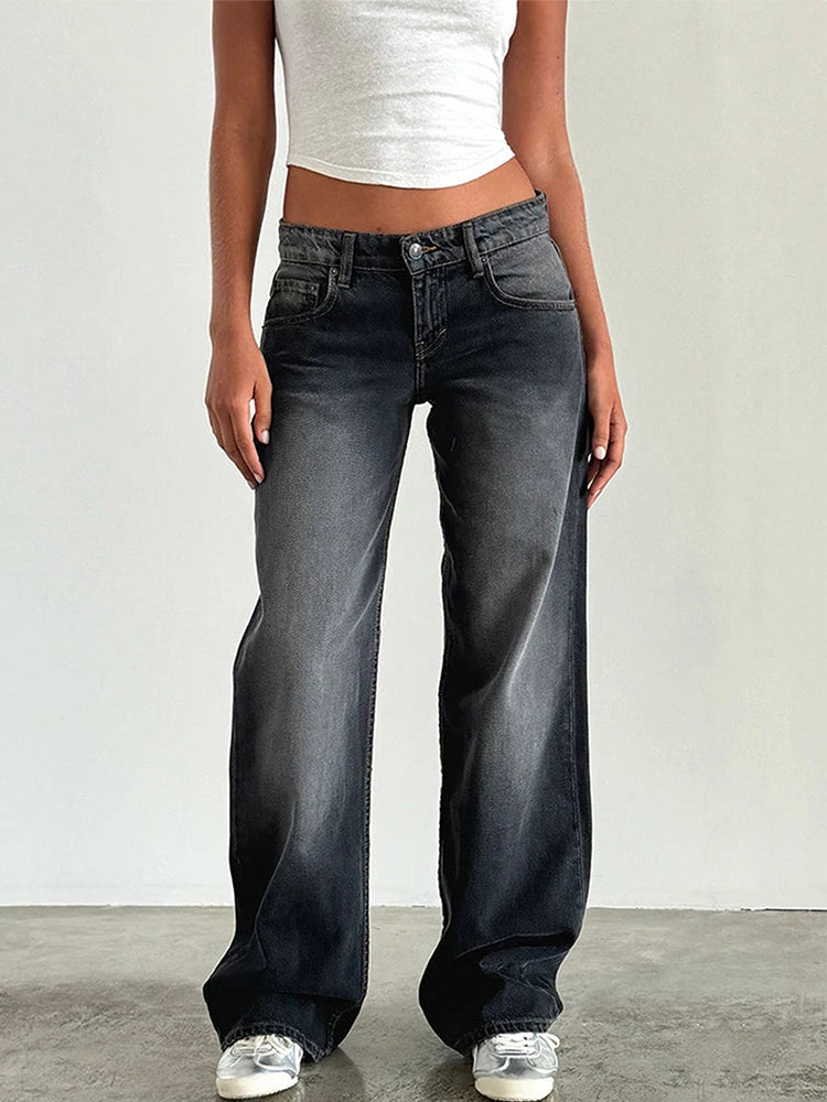 2024 neue Y2K Hohe Taille Baggy-Jeans Für Frauen Mode Lose Denim Breite Bein Hosen Casual Weibliche Kleidung XS-XL Drop verschiffen.