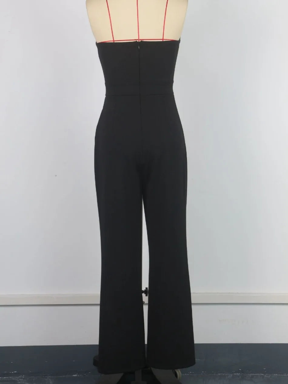 Jumpsuits for Woman Summer New Sexy Color Block Sleeveless Sling Jumpsuit Fashionable Slim Fit Backless Straight Leg Jumpsuit.