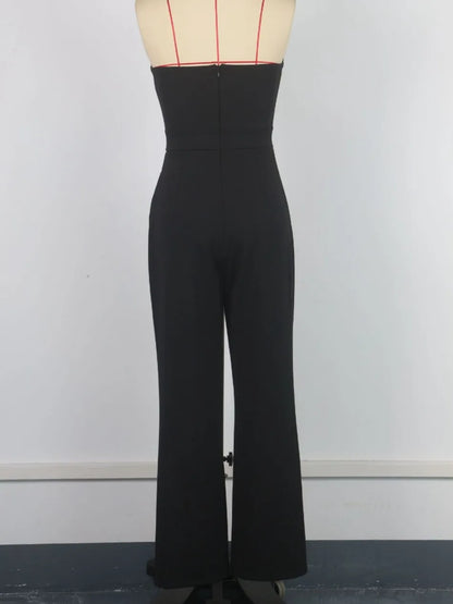 Jumpsuits for Woman Summer New Sexy Color Block Sleeveless Sling Jumpsuit Fashionable Slim Fit Backless Straight Leg Jumpsuit.