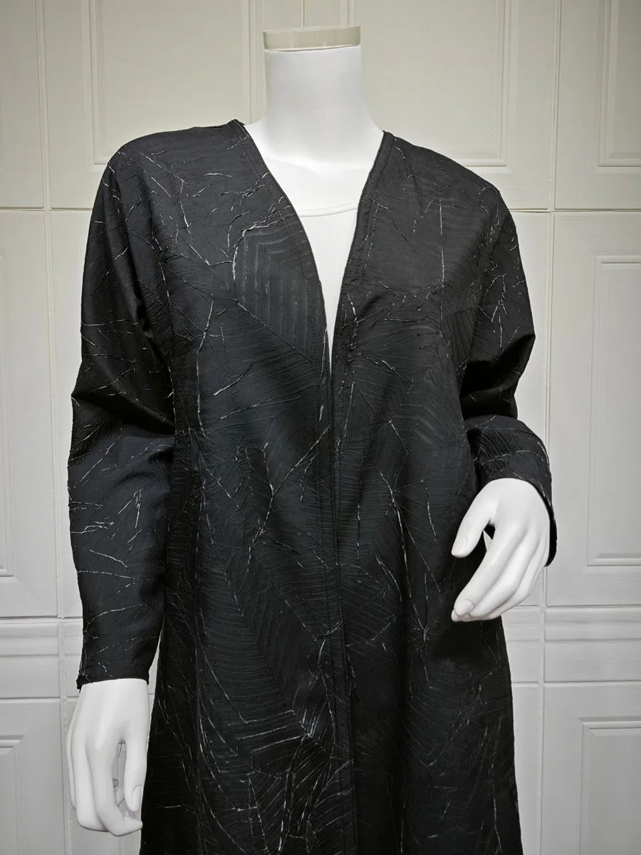 Women Muslim Arabic Abaya Luxury Fold Stripes Kimono Cardigan Coat Long Dress Kaftan Modest Robe Femme Islam Clothing Kebaya.