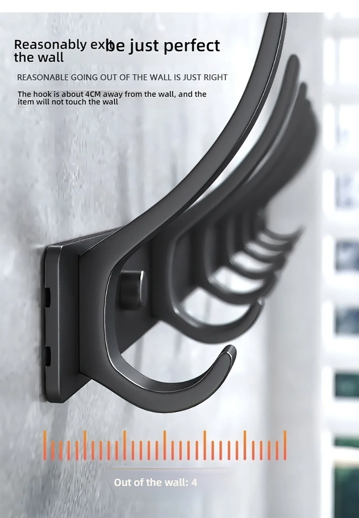 Space Aluminium-Badezimmerhaken hinter der Tür, hohllose Badezimmerhaken, Schlafzimmeraufbewahrung, Wandaufhängerhaken