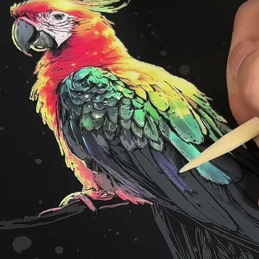 4PCS Glow in Dark Scratch Paper Animals Cards Magic Painting Art with Stylus Stress Relief Drawing Toy DIY Craft Kids Adult Gift.