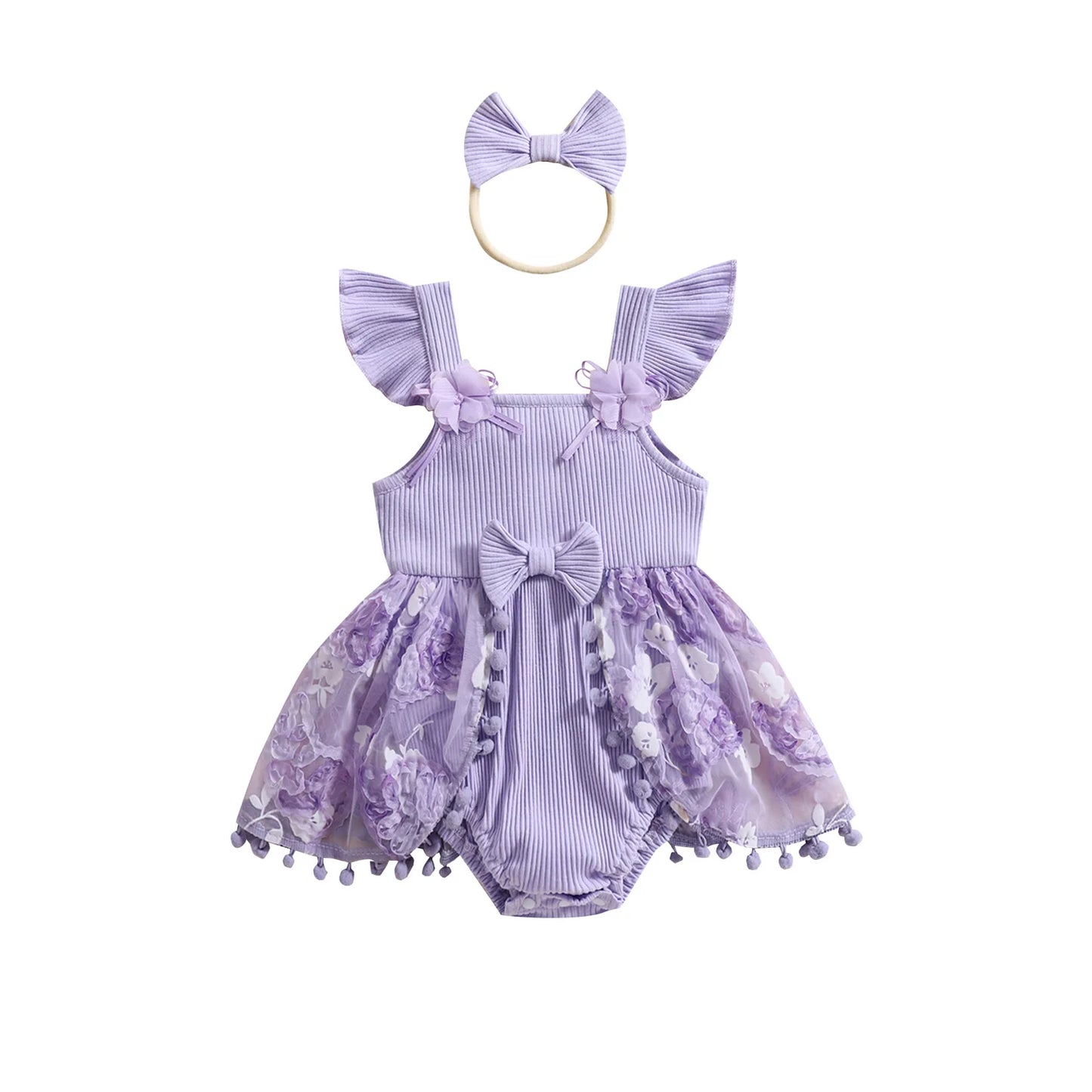 0-18M Kleinkind Baby Mädchen Sommer Strampler Kleid Nette Rüschen Ärmellose Square Neck Blume Body mit Stirnband Set neugeborene Kleidung.