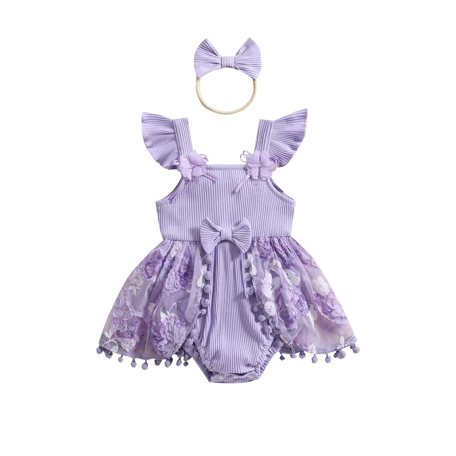 0-18M Kleinkind Baby Mädchen Sommer Strampler Kleid Nette Rüschen Ärmellose Square Neck Blume Body mit Stirnband Set neugeborene Kleidung.