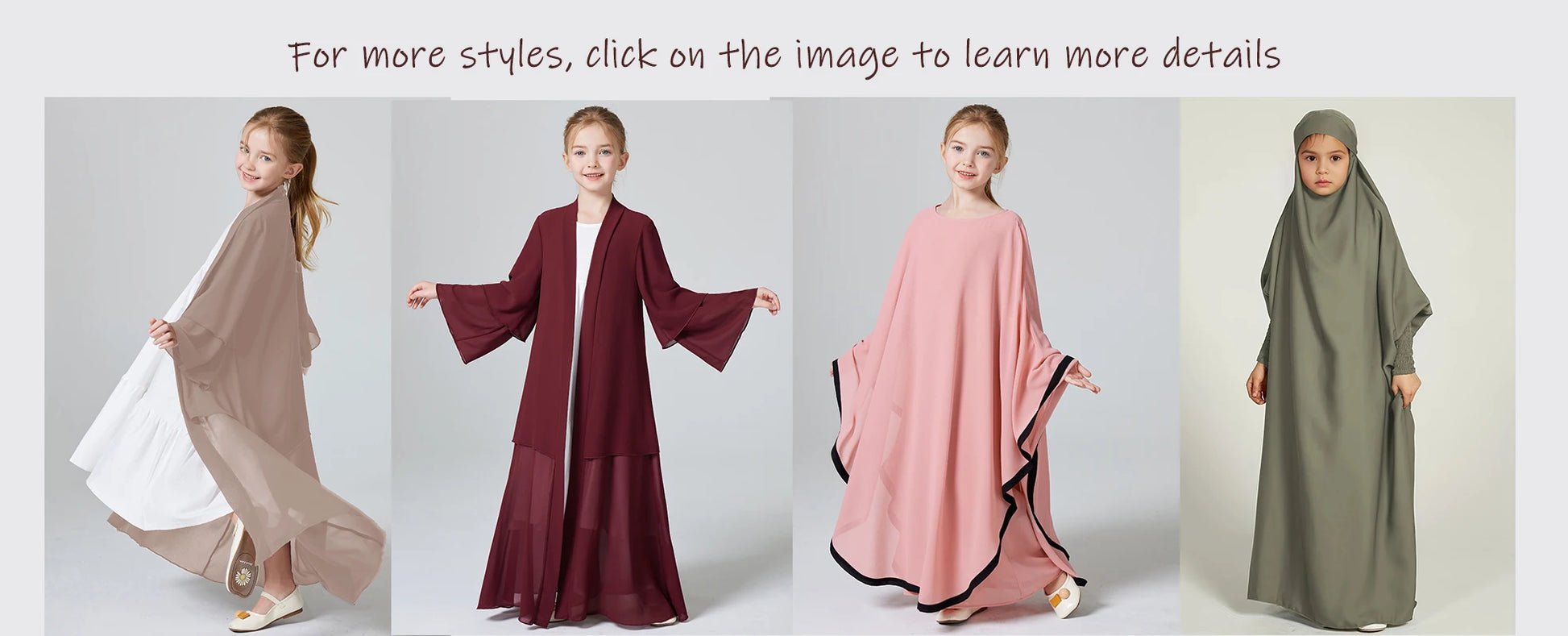 Abaya Ramadan Kebaya Girls 2pcs Muslim Outfits, Long Sleeve Dress + Hijab Set, Kids Abayas Girls Dubai Khimar.