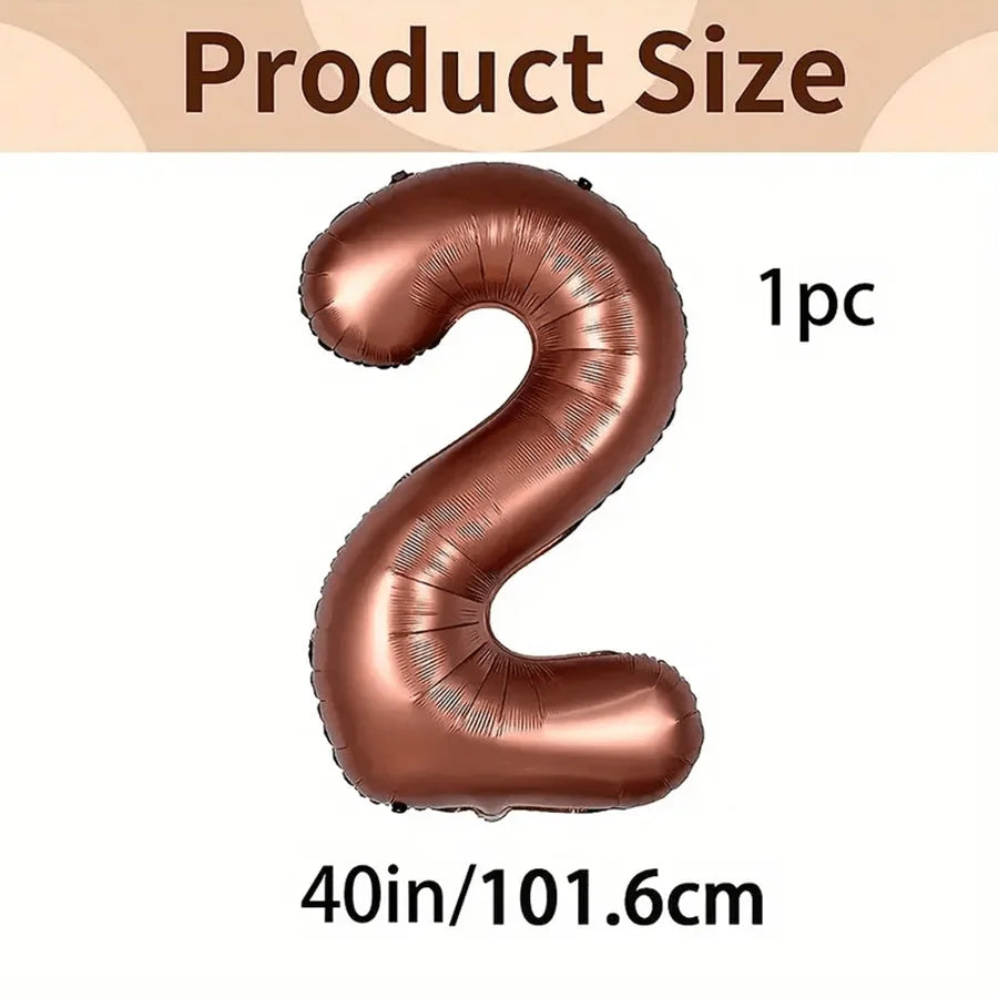 40inch Foil Brown Number Balloon Number Balloon 0-9 Birthday Wedding Party Decoration Supplies Happy Holidays Baby Shower Gifts