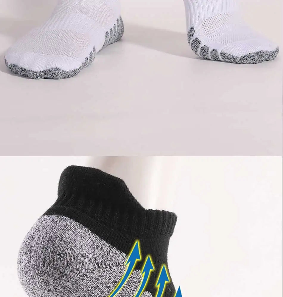 3pairs thickened towel bottom running socks mesh boat socks non-slip breathable sports socks Low cut Men's socks Women's socks.