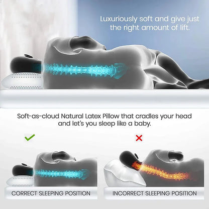 100% Natural Latex Sleeping Bed Pillow Luxury Pillow for Side Back and Stomach Sleepers Orthopedic Pillows Cervical Health Care.