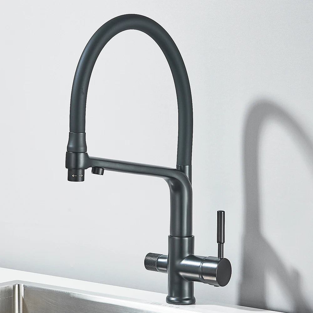 Kitchen Faucet Filtered Water Dual Spout Purification Feature Kitchen Tap 360 Rotation Water Crane For Kitchen
